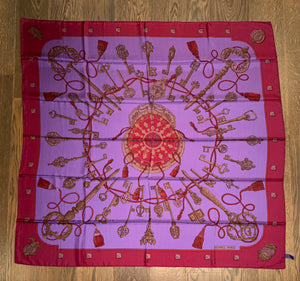 Hermes Silk Dip Dye GM Shawl “Les Cles” by Caty Latham 140.