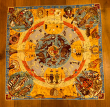 Load image into Gallery viewer, Hermes Silk Twill Scarf “Les Mythologies des Hommes Rouges” by Kermit Oliver.