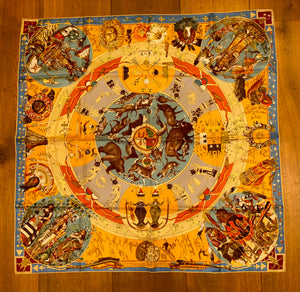 Hermes Silk Twill Scarf “Les Mythologies des Hommes Rouges” by Kermit Oliver.