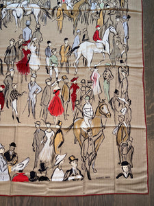Hermes Cashmere/Silk GM Shawl “Paddock” by Jean-Louis Clerc 140.