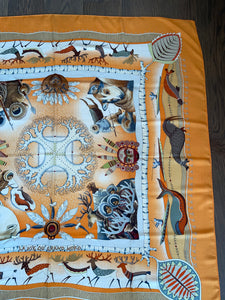 Hermes Cashmere and Silk GM Shawl “‘La Vie du Grand Nord” (Life in the Great North) by Aline Honoré 140