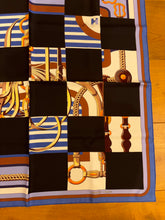Load image into Gallery viewer, Limited Edition collaboration Comme des Garçons and HERMES 100% SILK TWILL Scarf “Coaching” by Rei Kawakubo and Julie Abadie.