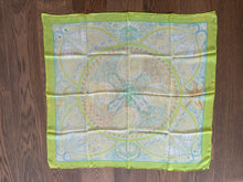 Load image into Gallery viewer, Hermes Silk Mousseline Scarf “Parures Oceanus” by Laurence Bourthoumieux.