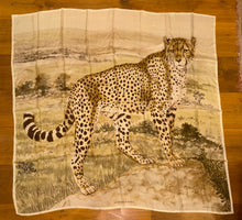 Load image into Gallery viewer, Hermes Wash Silk Scarf Acinonyx Jubatus by Christian Renonciat 140