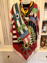 Load image into Gallery viewer, Hermes Cashmere/Silk GM Shawl “Cheval de Fete” by Jan Bajtlik 140.