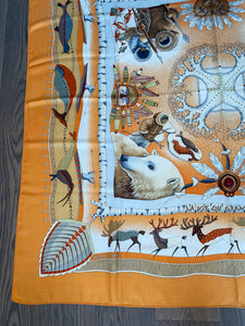 Hermes Cashmere and Silk GM Shawl “‘La Vie du Grand Nord” (Life in the Great North) by Aline Honoré 140