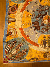 Load image into Gallery viewer, Hermes Silk Twill Scarf “Les Mythologies des Hommes Rouges” by Kermit Oliver.