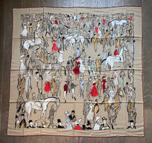 Load image into Gallery viewer, Hermes Cashmere/Silk GM Shawl “Paddock” by Jean-Louis Clerc 140.