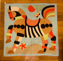 Load image into Gallery viewer, Hermes Cashmere/Silk Shawl “Mon Premier Galop” by Tong Ren 140