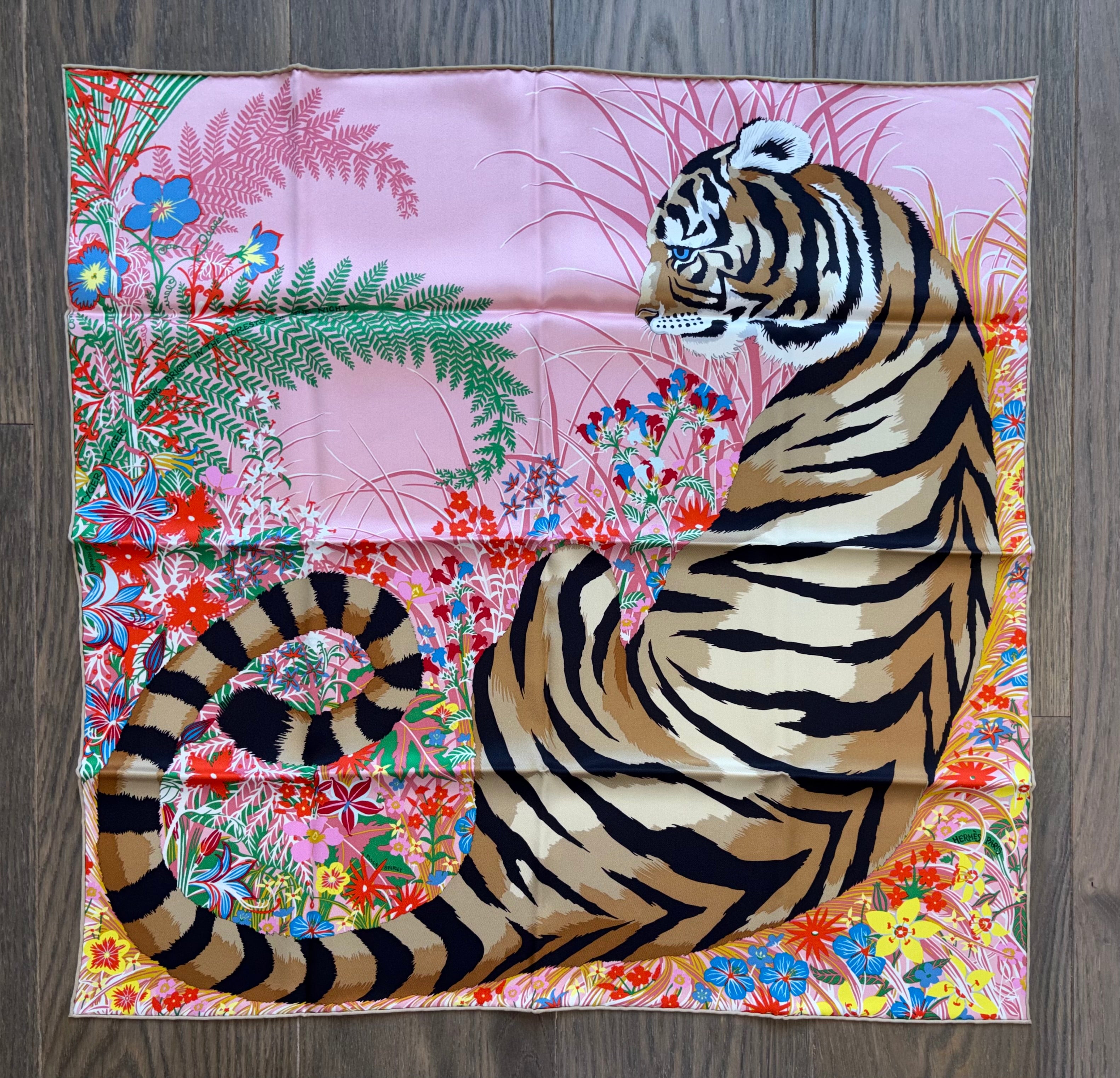 Hermes Vintage Silk Scarf “Tyger Tyger” by Alice Shirley – Hermes