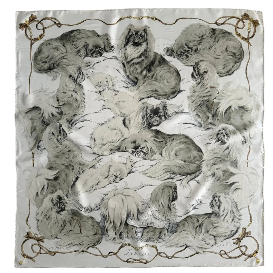 Hermes Silk Twill Scarf «Pékinois» by Xavier de Poret – Hermes