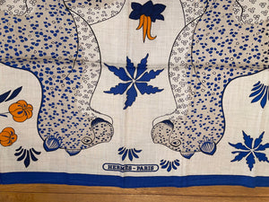 Hermes Cashmere and Silk GM Shawl «Les Leopards» by Christiane Vauzelles 140.