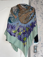 Load image into Gallery viewer, Hermes Cashmere and Silk GM Shawl “Jungle Love” by Robert Dallet 140.