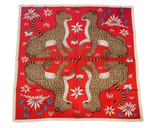 Load image into Gallery viewer, Hermes Cashmere and Silk GM Shawl «Les Leopards» by Christiane Vauzelles 140.