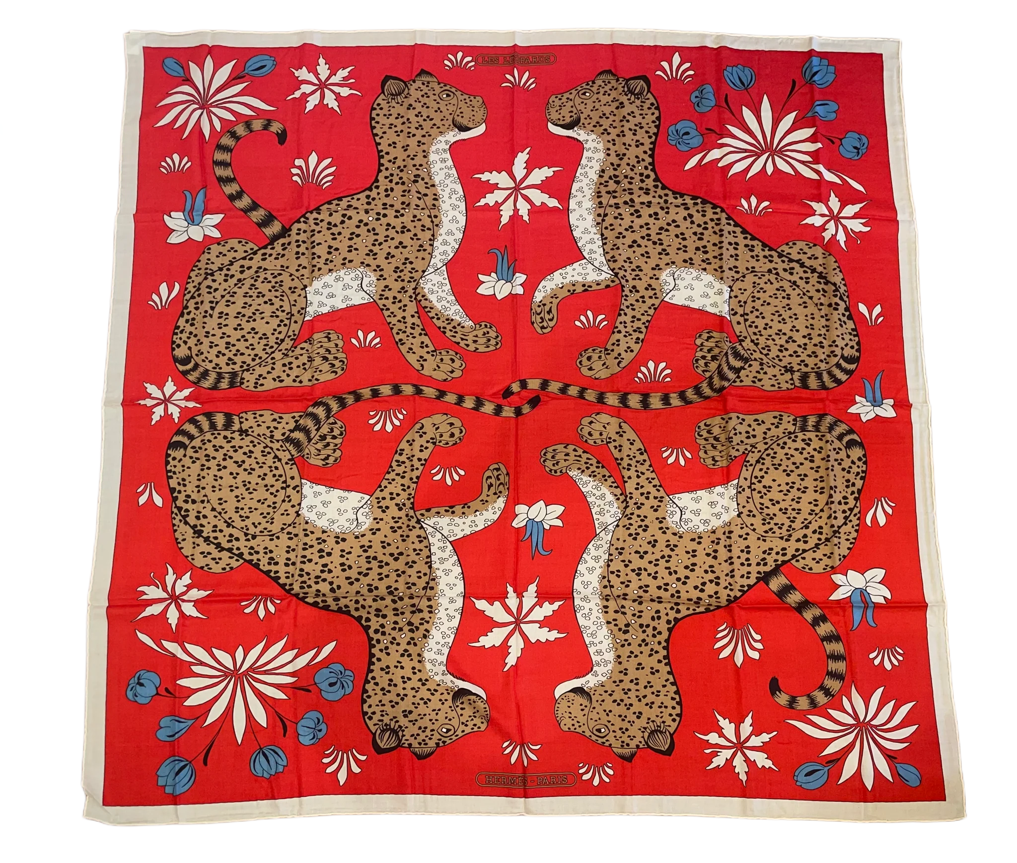 Hermes Cashmere and Silk GM Shawl «Les Leopards» by Christiane