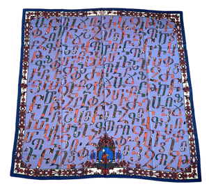 Hermes Cashmere and Silk GM Shawl “Lettres d’Erevan” by Karen Petrossian 140.