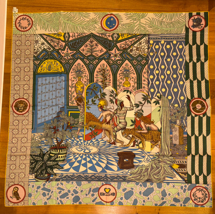 Hermes Cashmere and Silk GM Shawl «La Danse des Amazones» by Edouard Baribeaud 140.