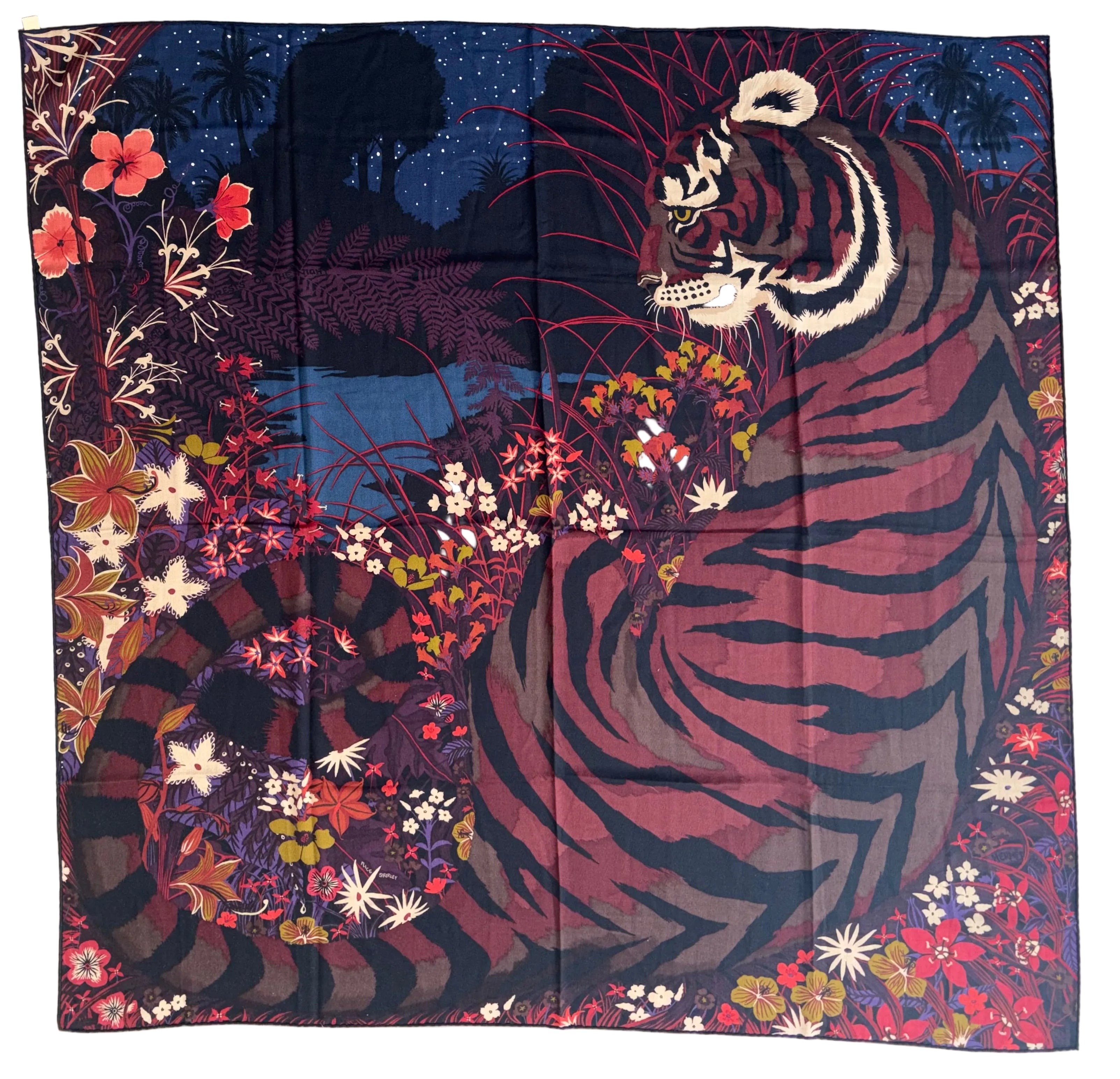 Hermes Cashmere/Silk Shawl “Tyger Tyger” by Alice Shirley 140