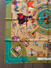 Load image into Gallery viewer, Hermes Silk Twill Scarf “Les Clefs du Notre Enfance” by Lois Dubigeon.