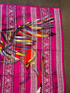 Hermes precious embroidered Silk Shawl “Pegase d’Hermes Au Bloc” 140