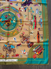 Load image into Gallery viewer, Hermes Silk Twill Scarf “Les Clefs du Notre Enfance” by Lois Dubigeon.