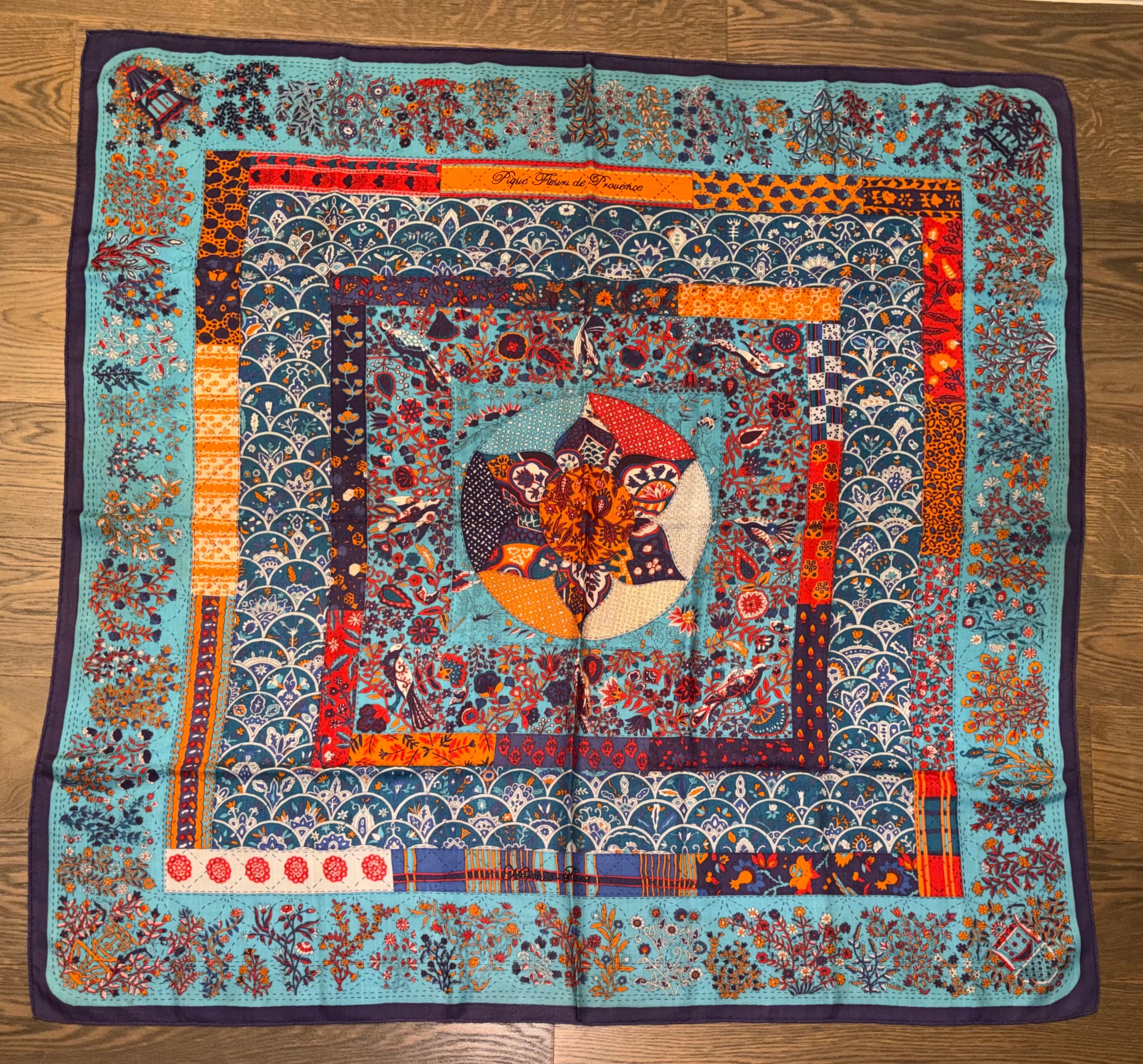 Hermes Cashmere and Silk GM Shawl “Piqué Fleuri de Provence” by