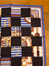 Load image into Gallery viewer, Limited Edition collaboration Comme des Garçons and HERMES 100% SILK TWILL Scarf “Coaching” by Rei Kawakubo and Julie Abadie.