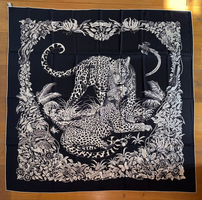 Hermes Cashmere and Silk GM Shawl « Jungle Love Tattoo » by Robert Dallet 140.