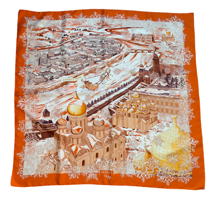 Hermes Silk Scarf “De Passage à Moscou” by  Nathalie Vialars.