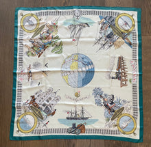 Load image into Gallery viewer, Hermes Silk Scarf «Le tour du monde en 80 jours» by Philippe Ledoux.