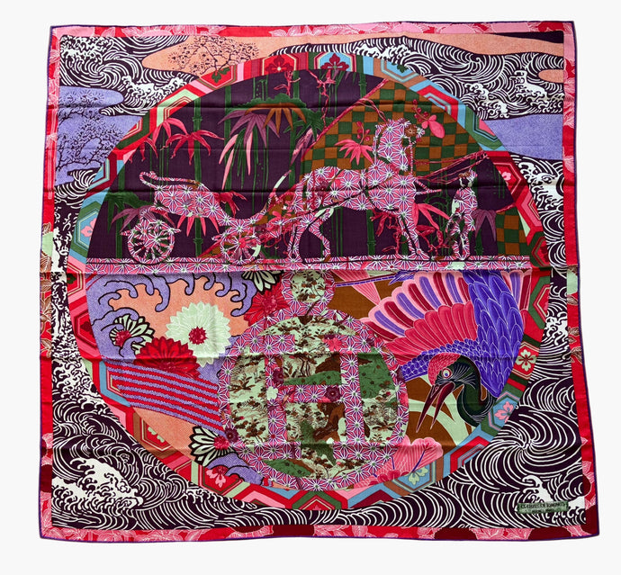 Hermes Cashmere/Silk GM Shawl “Ex Libris En Kimonos