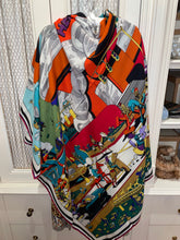 Load image into Gallery viewer, Hermes Cashmere and Silk GM Shawl “Locomotion” by Ugo Bienvenu 140