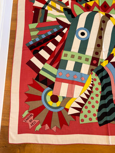 Hermes Cashmere/Silk GM Shawl “Cheval de Fete” by Jan Bajtlik 140.