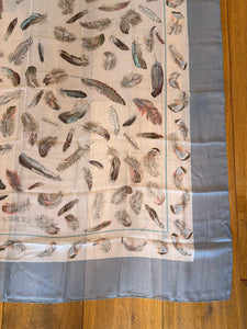 Hermes Silk Mousseline GM Shawl “Plumes” by Henri de Linares 140