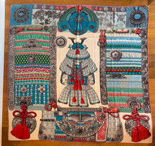 Load image into Gallery viewer, Hermes Cashmere/Silk Shawl “Parures de Samourais” by Aline Honore 140