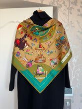 Load image into Gallery viewer, Hermes Silk Twill Scarf “Les Clefs du Notre Enfance” by Lois Dubigeon.