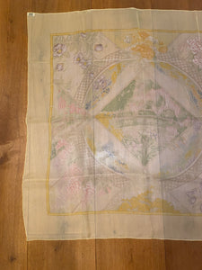 Hermes Silk Mousseline Scarf “Giverny” by Laurence Bourthoumieux.