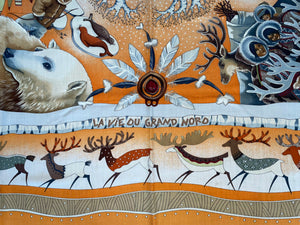 Hermes Cashmere and Silk GM Shawl “‘La Vie du Grand Nord” (Life in the Great North) by Aline Honoré 140