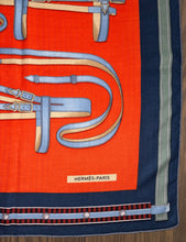 Load image into Gallery viewer, Hermes Cashmere/Silk Shawl “Lettres Equestres” 140