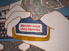 Load image into Gallery viewer, Hermes Vintage Silk Scarf «Rendez-Vous Chez Hermès» by Carine Brancowitz