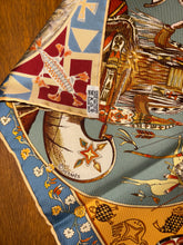 Load image into Gallery viewer, Hermes Silk Twill Scarf “Les Mythologies des Hommes Rouges” by Kermit Oliver.