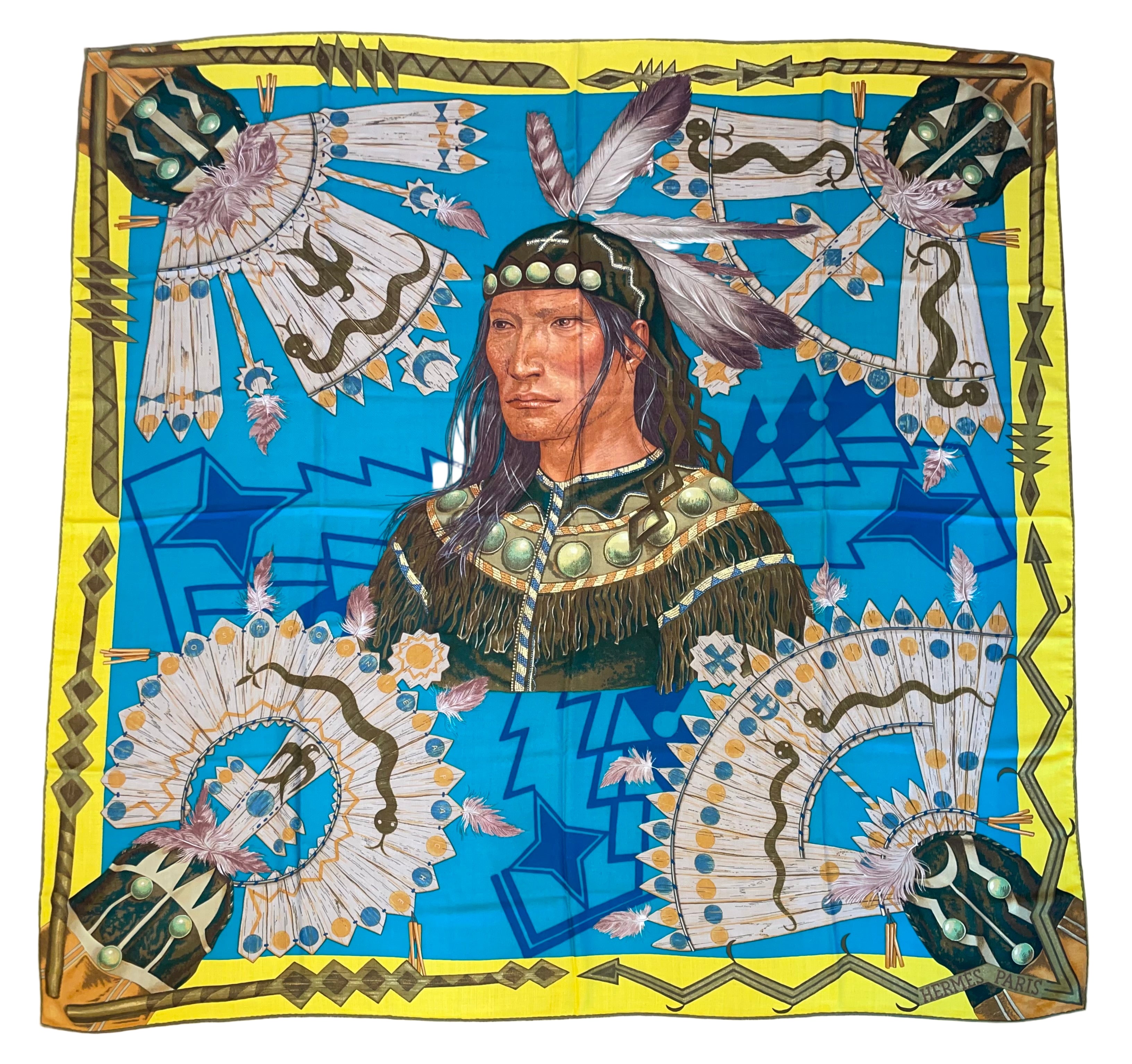 Hermes Cashmere/Silk GM Shawl “Cosmogonie apache” by Antoine