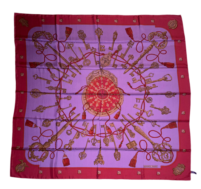 Hermes Silk Dip Dye GM Shawl “Les Cles” by Caty Latham 140.