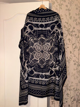 Load image into Gallery viewer, Hermes Cashmere/Silk GM Shawl “Eperon d’Or Bandana” by Henri d’Origny 140.