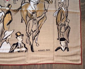 Hermes Cashmere/Silk GM Shawl “Paddock” by Jean-Louis Clerc 140.
