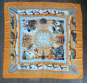 Hermes Cashmere and Silk GM Shawl “‘La Vie du Grand Nord” (Life in the Great North) by Aline Honoré 140