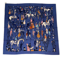 Load image into Gallery viewer, Hermes Cashmere/Silk GM Shawl “Paddock” by Jean-Louis Clerc 140.