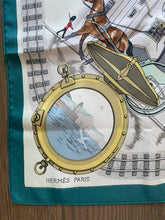 Load image into Gallery viewer, Hermes Silk Scarf «Le tour du monde en 80 jours» by Philippe Ledoux.