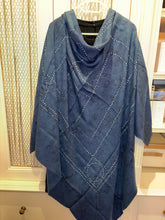 Load image into Gallery viewer, Hermes Indigo Dip Dye Silk GM Shawl “Kachinas” by Kermit Oliver 140