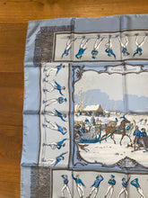 Load image into Gallery viewer, Limited Edition Hermes Silk Twill Scarf “Les Plaisirs du Froid&quot; by Hugo Grygkar for Courmayeur.